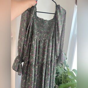 &merci/ Pinkblush Olive Floral Pattern Dress Size Medium